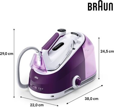 Braun Household CareStyle 5 IS5247 VI Steam Station - Steam Iron with FreeGlide 3D Soleplate, iCare Mode, Vertical Steaming, Detachable 2L Water Tank, 500 g/min Steam Boost, 2400W, Violet