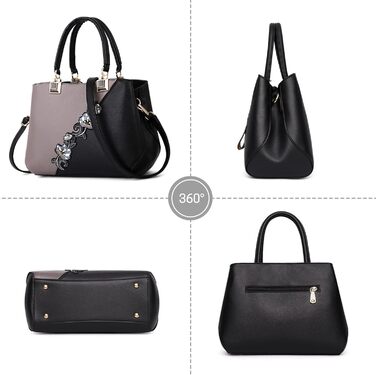 Сумка жіноча DIRRONA сіра: сумка-тоут, сумка через плече з квітковою вишивкою та помпонами для роботи, відпочинку, подорожей, вечірок та весіль