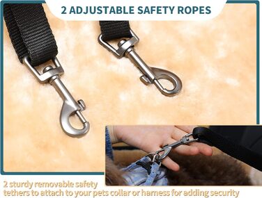 Автокрісло для собак Petsfit: зручне автокрісло для середніх та 2 маленьких собак, з миючим матеріалом, ременями безпеки та кишенькою для зберігання (L, Коричневий)