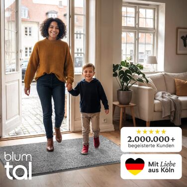 Килимок для входу Blumtal 50x80 см, протибризковий килим з мікрофібри з водонепроникною TPR-підкладкою, протиковзний грязезахисний килимок у приміщення (сірий, прямокутний)