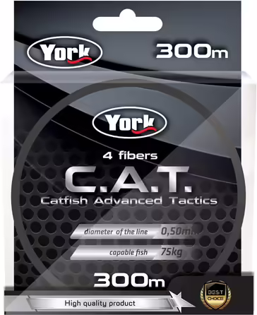 Braided Line York C.A.T. Catfish Wels Wallerschnur 300m 0.40-0.50mm 4-Ply Spool