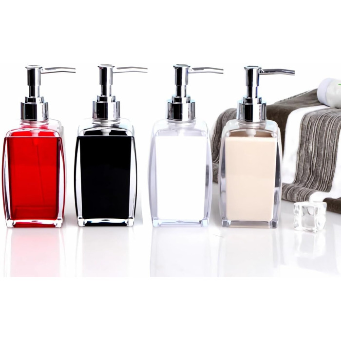 5-Piece Red Acrylic Bathroom Accessories Set, Complete Set, Lotion/Soap Dispenser, Soap Dish, Toothbrush Holder, Cup, Toilet Brush and Holder, Modern Bathroom Decor and