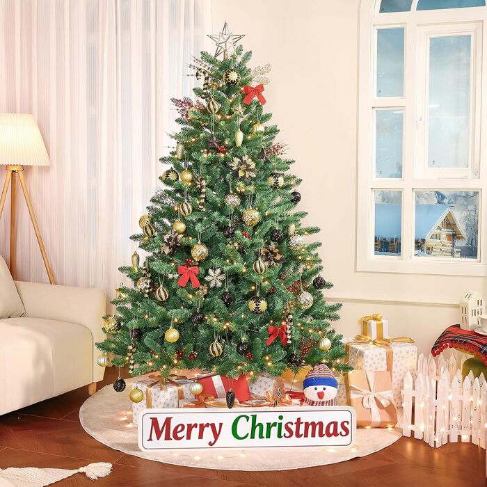 Набір прикрас для ялинки Alupssuc 128 шт. - ялинкові кулі, квіти, орнаменти, червоно-золотий, для свят, вечірок, з гачками