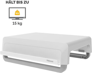 Підставка для монітора Fellowes Breyta, 100% перероблений пластик, ергономічна, 3 рівні висоти, біла, для дому та офісу