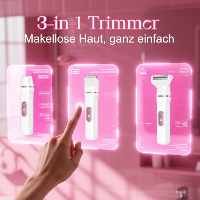 Електричний жіночий тример 3-в-1 для тіла та інтимної зони з LED-дисплеєм, IPX7, USB, (Білий)