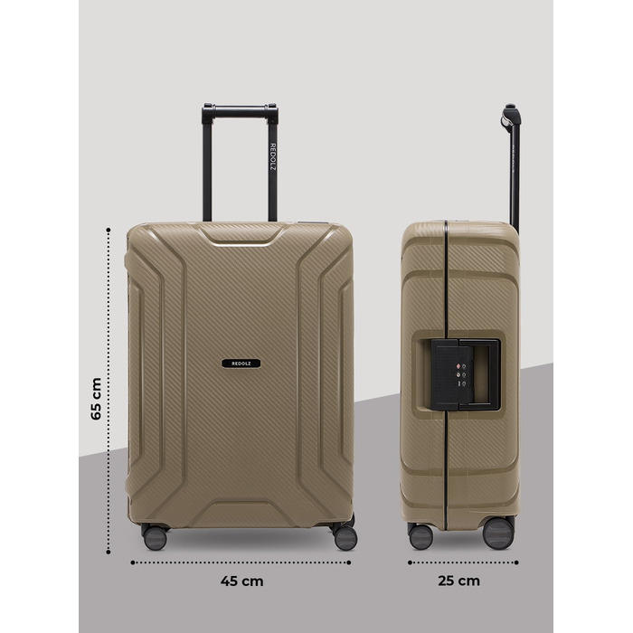 Набір валіз REDOLZ 3 шт. з жорстким корпусом | Система 3-х точкового замикання | З високоякісного поліпропілену | 4 подвійні колеса & TSA-замок | Для жінок та чоловіків (Essentials 15) (Колір: Бежевий, Розмір: M (65 см))