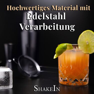 Набір для коктейлів SHAKEIN | 12 предметів | Шейкер Boston, 750 мл | Нержавіюча сталь, Space Grey | Професійний барний аксесуар