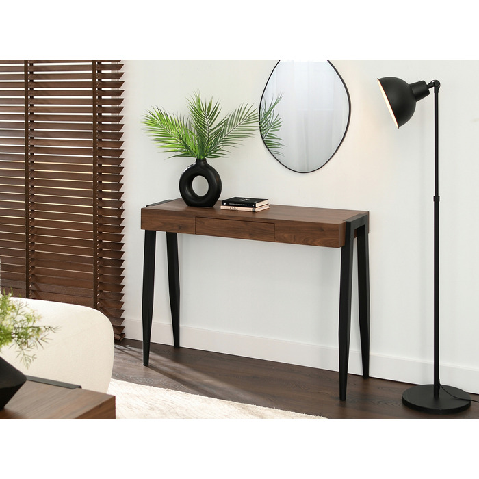 Консольний столик Mebel-Partner, чорний/горіх, напівглянцевий, 105 x 75 x 35 см