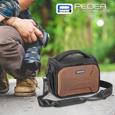 PEDEA SLR 'Guard' – Сумка для фотоапарата через плече/месенджер коричневого кольору (L) з захистом від дощу та відділеннями для аксесуарів