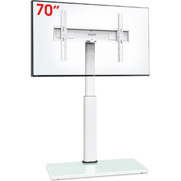 AOKCOS Adjustable TV Stand Base - Height 1350mm, Tilting & Swivel, for 32-70 inch TVs, Universal VESA 400x400, 40kg Capacity (White)