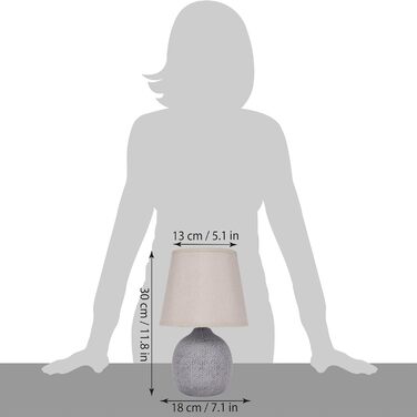 BRUBAKER Настільна/Нічна лампа 2 шт. - 28,5 см - Коричневий/Бежевий - Керамічні цоколя з текстурою - Льонові абажури Бежеві