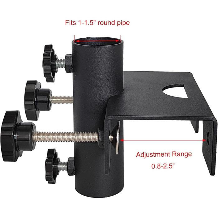 VANROUG Robust Balcony Umbrella Holder, Clamp, Garden Fence, Parasol, Terrace Decking, Clamping Range (20 mm - 63 mm), Umbrella Diameter (23 mm - 38 mm) (black)