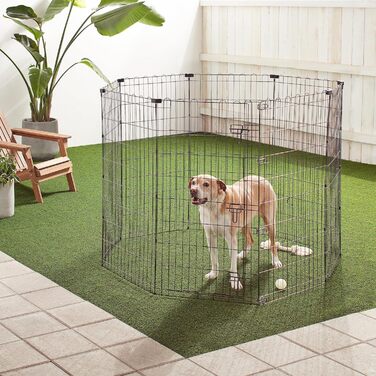 Amazon Basics Octagon, Square, and Rectangle Dog Playpen - Foldable Metal Crate with Door - 152.4 x 152.4 x 122 cm