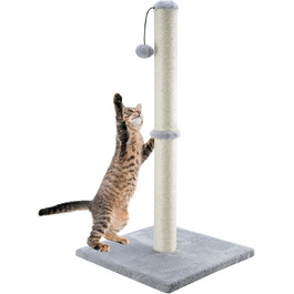 Котячий будиночок Dimaka 86,4 см: високий когтетоп з сизалю та інтерактивною іграшкою для котів (сірий)