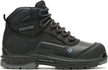 Черевики робочі чоловічі Wolverine Overpass 6' Mid Composite Toe Waterproof, чорно-сірий (41.5 EU, X-Weit)