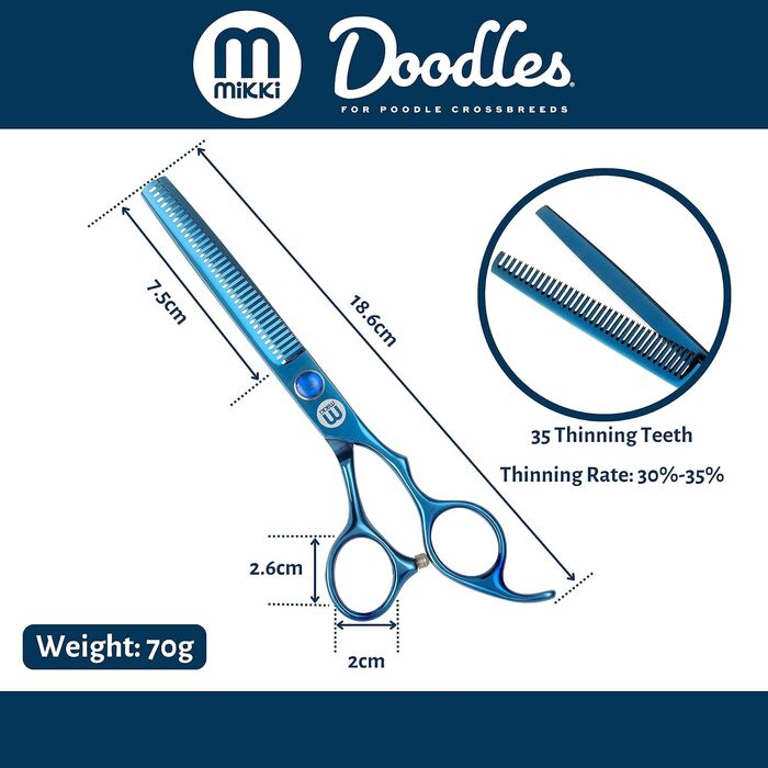 Ножиці для грумінгу собак Mikki Doodle: витончене вирівнювання та стрижка, 16,5 см
