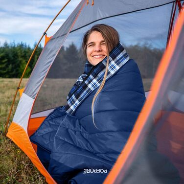 Сплячий мішок XXL для дорослих, 3-4 сезони, фланель, для кемпінгу та зимових пригод, 230x90 см, блакитний