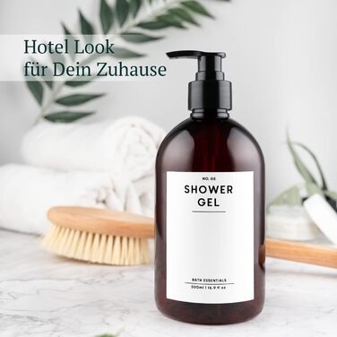 MONOKO Набір з 4 дозатори для мила, 500 мл, чорний, пластик, з наліпками (коричневий)