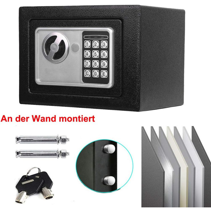 Сейф для ключів Tresor з ключовим та кодовим замком - 31 x 20 x 20 см, вологостійкий меблевий сейф для дому, офісу, готелю - чорний