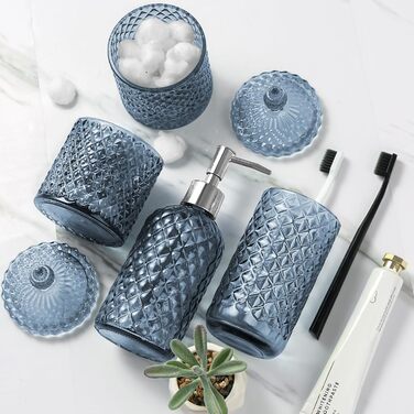 Набір аксесуарів для ванної кімнати з блакитного кришталю, 4 шт.