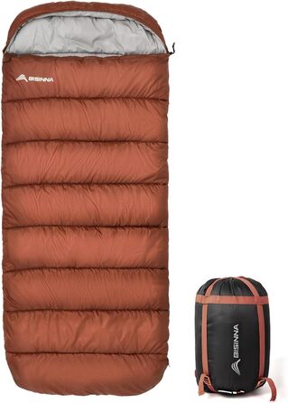 Сплячий мішок BISINNA XXL (230 x 100 см) для великих людей, 3-4 сезони, водонепроникний, легкий, для кемпінгу, подорожей, походів, 1.5 кг, ліва блискавка