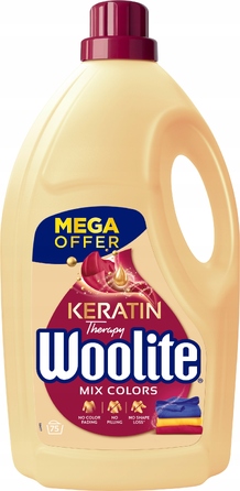 Рідкий засіб для прання WOOLITE Keratin Therapy MIX чорне + кольорове, 75 прань, 2x 4,5 л