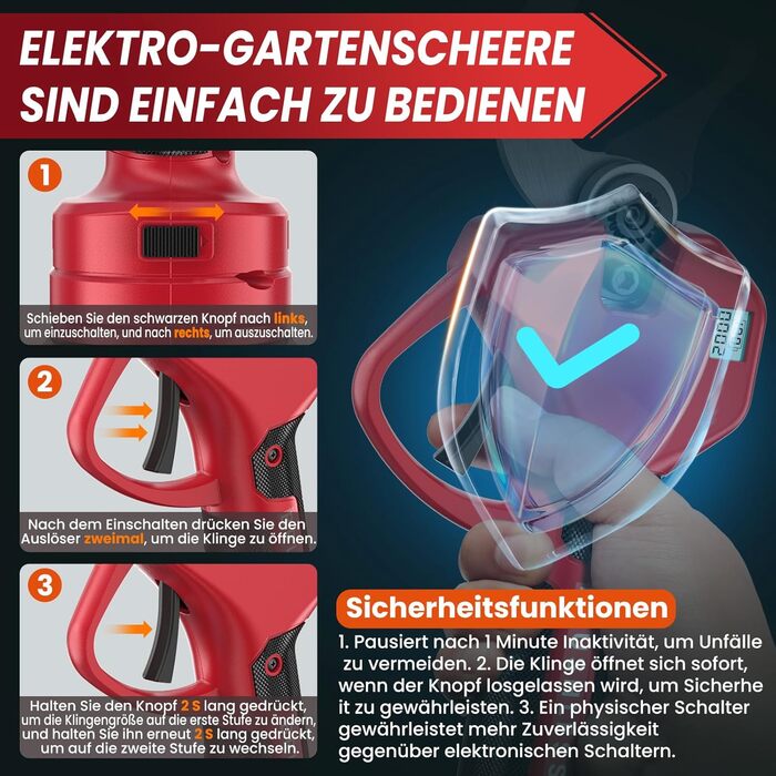 Акумуляторні електросекатори 50 мм для Makita з LCD дисплеєм, 2 батареї 2000 мА·год, професійні безщіткові садові ножиці для гілок, кущів і стовбурів