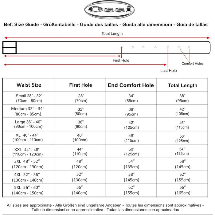 Чоловічий шкіряний ремінь Ossi, 38 мм, чорний, 130 см (загальна довжина 145 см)