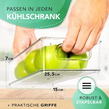 SCHWARZGLUT® Refrigerator Organizer 6-Piece Set for Maximum Order in the Refrigerator | Stackable | Organizer | Fridge Organizer | Storage | Boxes for Refrigerator | BPA Free