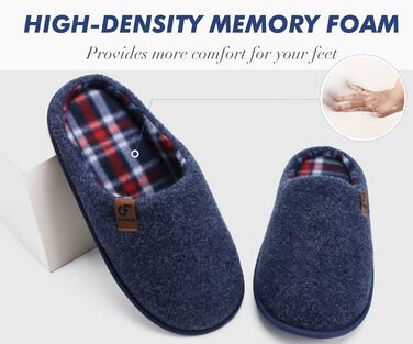 Тапочки чоловічі COFACE з фетру, теплі та зручні, з антиковзкою гумовою підошвою, розмір 40-49, темно-синій
