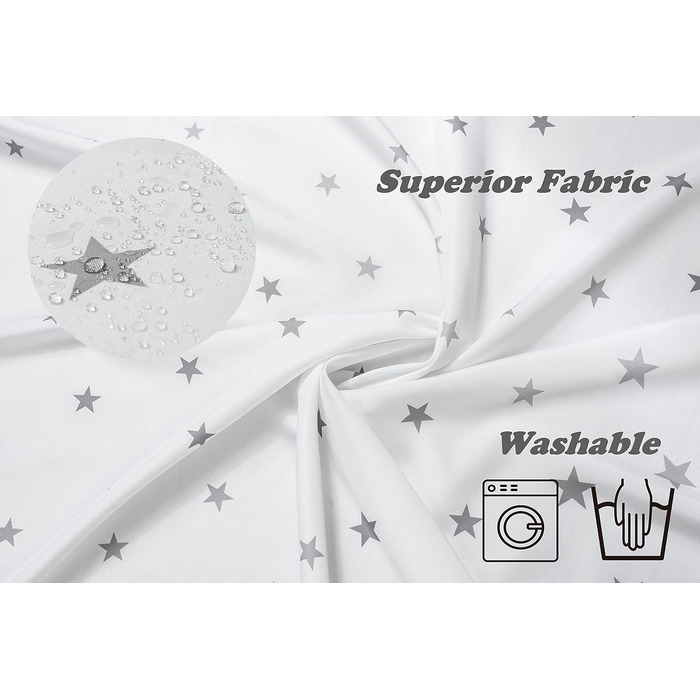 Штора для душу YOUNG DA текстильна біло-сіра з малюнком 