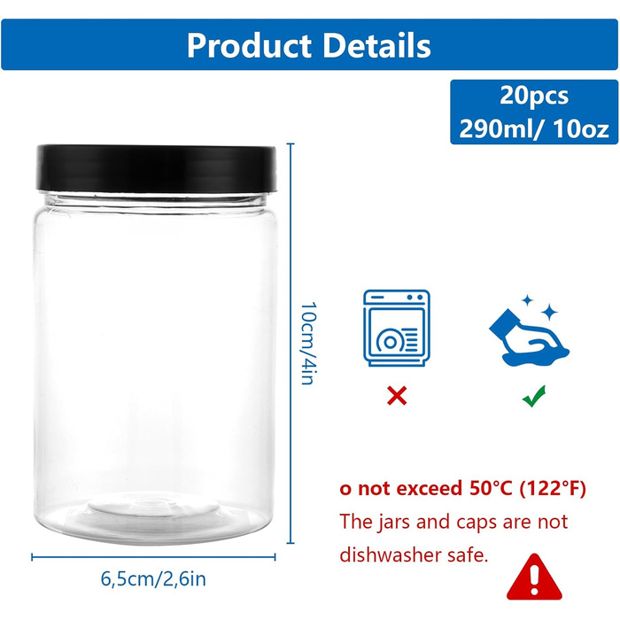 Набір контейнерів для зберігання 16 шт. по 500 мл з кришкою, прозорі пластикові банки, BPA-Free, для солодощів та продуктів харчування