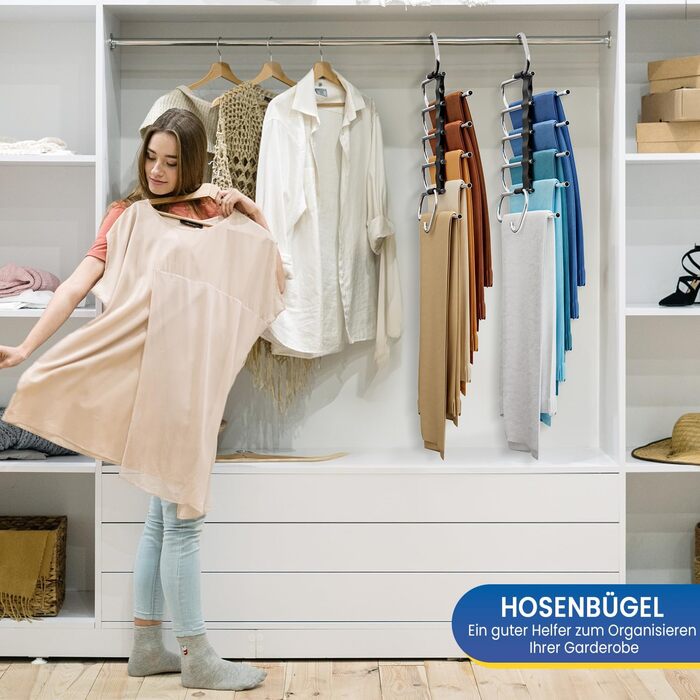 Підвісні вішалки для штанів DAMITA - 2 шт. (білі) - компактні, пластикові, для штанів, суконь, джинсів, шарфів, одягу для жінок та чоловіків