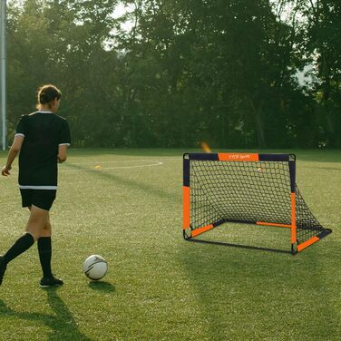 TTCB Sports 2-in-1 Kids Soccer Goal - Outdoor Football Goal with 5 Target Zones, Pop Up Soccer Goal Net & Carry Bag, Ideal for Football Training Equipment or Gifts for Boys (Orange, 90x90x120cm)
