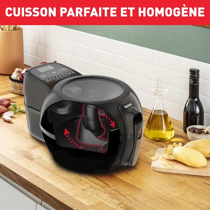 Аерофритюрниця Tefal ActiFry Genius FZ7758 з грилем, 1,2 кг, автоматичне перемішування, 9 програм, здорове смаження без олії, цифрова книга рецептів, чорна