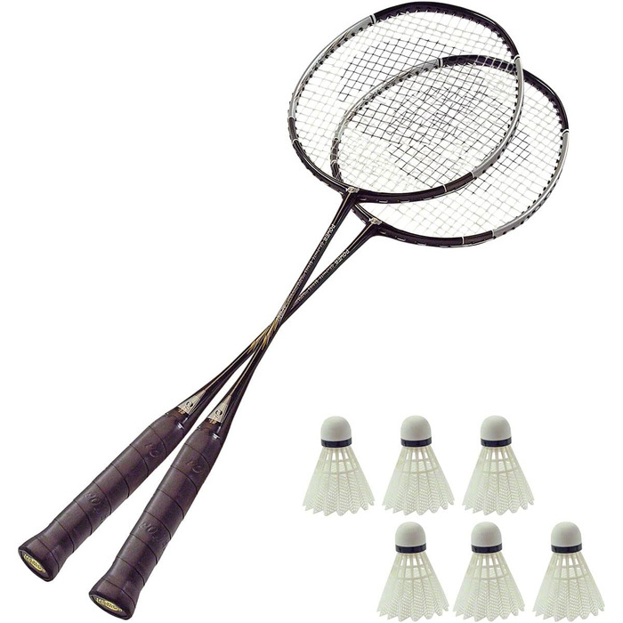 Badminton Set: 2 rackets, 6 balls, badminton rackets, shuttlecocks, badminton balls