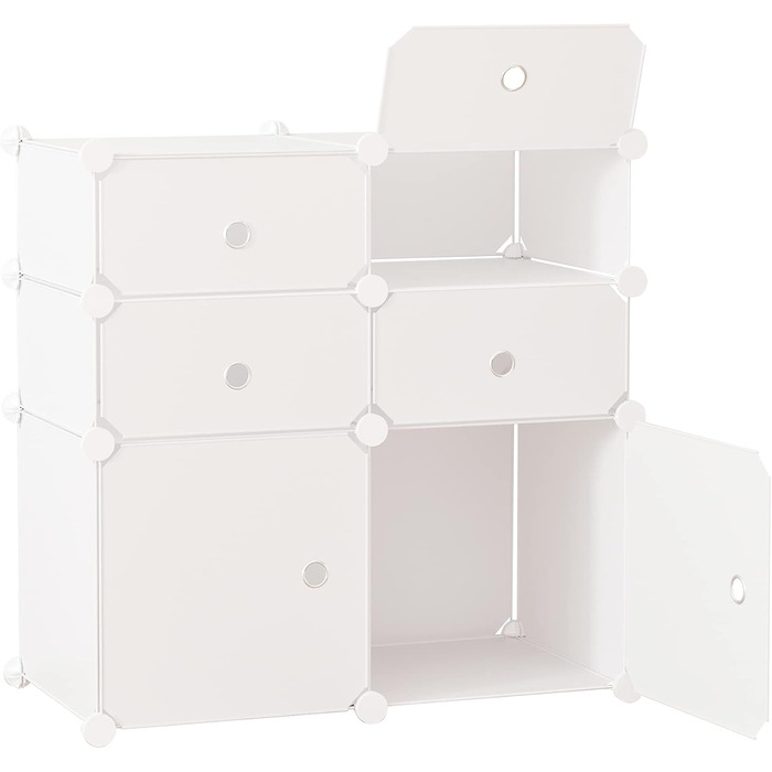 HOMCOM Shoe Cabinet, Shelf with Storage Boxes, Wardrobe, Plastic, Steel, White, 75 x 37 x 73 cm