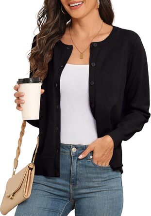 Чоловічий легкий кардиган PrinStory з круглою горловиною, чорний (L)