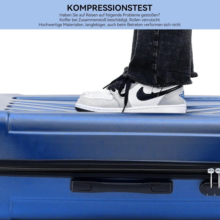 Чохол-валіза Beibye з кодовим замком, 4 колеса (чорний, смарагдово-синій), набір валіз