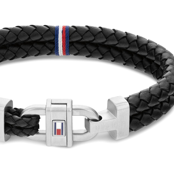 Браслет чоловічий Tommy Hilfiger шкіряний з нержавіючої сталі (синій/чорний)