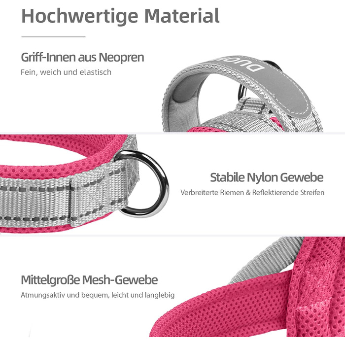Нашийник для собак середніх та маленьких порід, цуценят, кольоровий, з м'якою підкладкою, з ручкою та кільцем, світловідбиваючий, легкий, чорно-сірий, (M, сірий+рожевий)