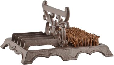 Esschert Design shoe brush with scraper, made of cast iron, 27 x 22 x 14 cm, with brush, with 5-fold scraper, in a noble design