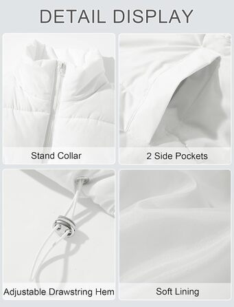 Жіноча пухова жилетка FEOYA великого розміру, тепла безрукавка з коміром-стійкою, легка зимова куртка, перехідна жилетка (білий, M)