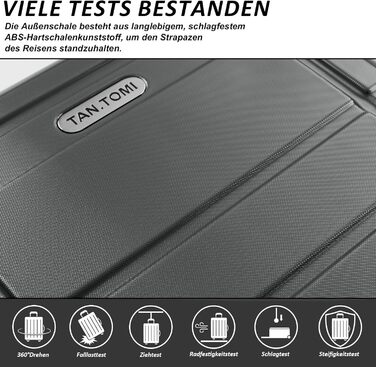 Чемодан ручної об'єм 41л TANTOMI: міцний ABS+PC, 4 колеса, кодовий замок, телескопічна ручка (M/L/XL), світло-темно зелений