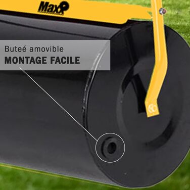 MaxxGarden Fillable Lawn Roller - Fillable garden roller with sand or water - Up to 50L - Lawn roller for lawns - 50cm x 32cm - Roller for leveling and pressing seeds - Size M - Black/Yellow