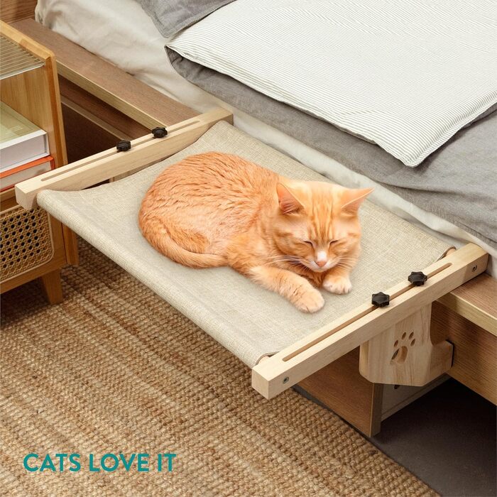 Navaris Cat Hammock for Windowsill - Cozy Lounger - Window Perch Cat Bed - Window Sill Lounger for up to 14 kg - Tool-Free Assembly