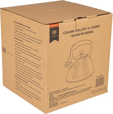 Чайник для води Karl Hausmann Induktion 3L, чорний, з автоматичним свистком, нержавіюча сталь, для всіх типів плит