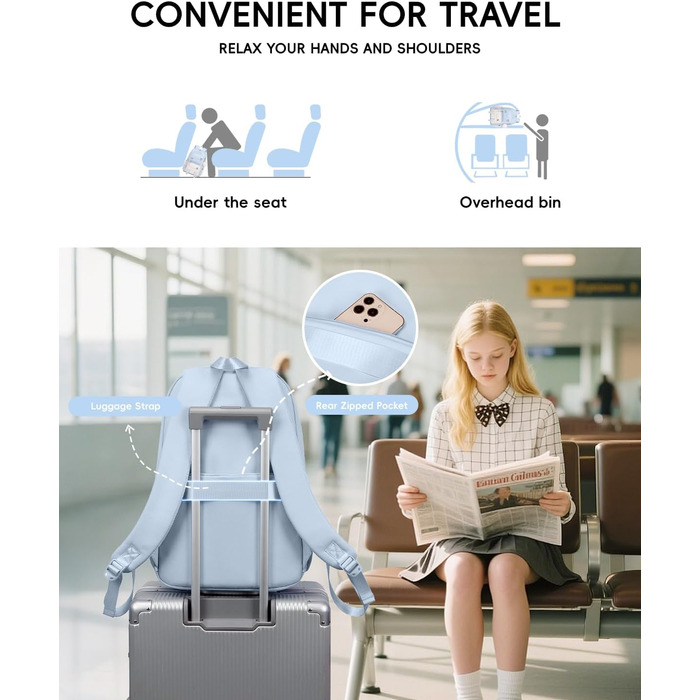 Рюкзак Tanou для дівчаток, шкільний набір: рюкзак, сумка через плече та пенал. Шкільний рюкзак для підлітків, casual, блакитний.