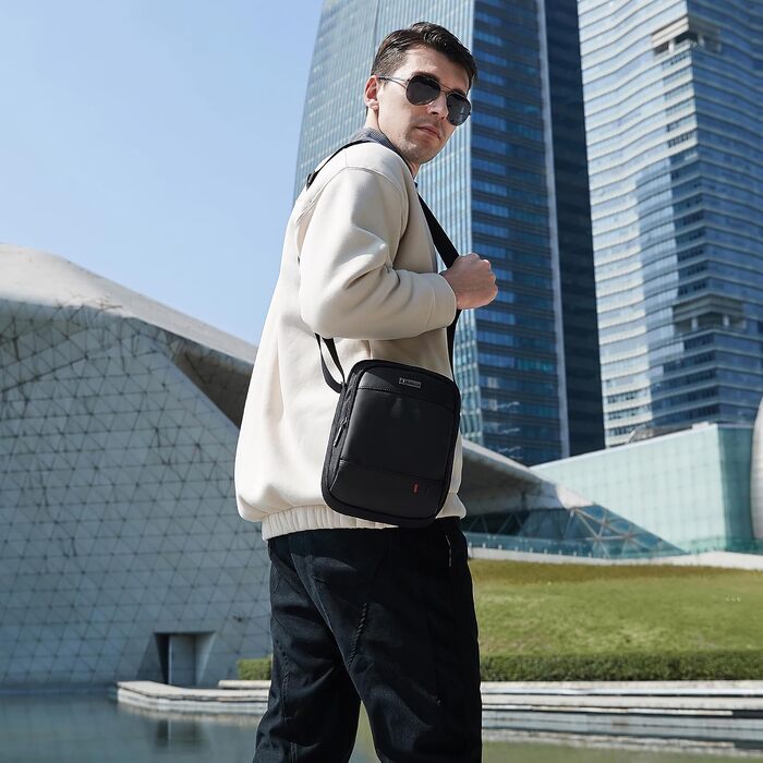 Чоловіча сумка-месенджер BAIGIO через плече Crossbody для подорожей, спорту та роботи, багатофункціональна сумка з відділеннями, L, чорна