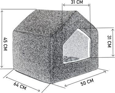 Будка для собак SuperKissen24: лежанка, переноска для собак та котів, 50x64x45 см, водовідштовхувальний матеріал, сірий колір, XL